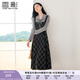 香影復古格子假兩件連衣裙女2025秋季新款收腰拼接學(xué)院風(fēng)中長(cháng)裙子 深灰 XL 170/92A/125-140斤