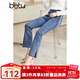 betu百圖女裝秋季新款牛仔褲ins風中腰大長腿微喇牛仔褲女2208T71 牛仔色 M