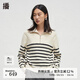 播商場(chǎng)同款Polo領(lǐng)條紋針織衫女秋新款寬松薄款毛衣BDR3SD1911 W22淺云條 M