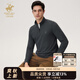 比華利保羅【微彈舒適】2025秋冬新款男立領(lǐng)拉鏈長(cháng)袖polo衫T恤百搭255112813 灰綠色 XL