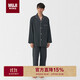 無(wú)印良品（MUJI）無(wú)側縫 法蘭絨睡衣 男士家居服 軟棉棉內衣 深灰色圖案5A L
