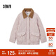 森馬（Semir）棉服女冬季中長(cháng)款輕薄寬松拼接燈芯絨翻領(lǐng)插肩袖棉衣101724112007