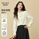 熙世界（sllsky）氛圍感韓系蕾絲衫秋冬潮流新款雪紡衫高級感上衣顯瘦百搭女裝襯衫 奶油杏 S