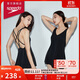 速比濤（Speedo）泳衣女靈感系列夏夜雙肩帶性感露背溫泉度假連體裙擺泳衣 黑色 32