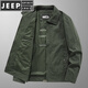 JEEP SPIRIT翻領(lǐng)夾克衫男士2025春秋季新款潮流寬松上衣休閑工裝外套男 HM9919軍綠 XL 推薦【126-140斤】