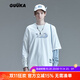 GUUKAxSANK假兩件長(cháng)袖t恤男士打底衫秋夏季情侶裝寬松型青年休閑上衣服 白色 S