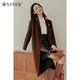 音兒（YINER）【綿羊毛+蠶絲】YINER音兒專(zhuān)選女裝冬季純色西裝領(lǐng)雙面呢大衣外套 深咖 S