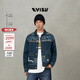 EVISU福神 2025秋季新品男士潮流海鷗印花純棉翻領(lǐng)牛仔夾克外套 牛仔藍 L