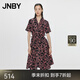 江南布衣（JNBY）春夏連衣裙音符線(xiàn)條印花高腰大裙擺設計感寬松中長(cháng)款女5N4G13370 853/雜桔 M
