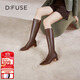 迪芙斯（D:FUSE）【店長(cháng)力推】新款冬季新款長(cháng)靴女方頭彈力瘦瘦靴及膝靴長(cháng)筒靴女 復古棕色（主推款長(cháng)靴） 38
