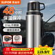 蘇泊爾（SUPOR）保溫杯大容量不銹鋼316L車(chē)載水壺戶(hù)外保溫杯商務(wù)高檔泡茶杯 流光銀1000ml【316L+自帶茶杯】