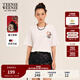 Teenie Weenie小熊短袖T恤女2025年春夏新款刺繡學(xué)院風(fēng)短袖打底衫上衣 象牙白 S 160