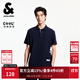 杰克·瓊斯（JACK&JONES）男裝夏季新款底擺條紋拼色字母貼布百搭常規翻領(lǐng)短袖T225206063 E38深蘭色 常規 M （175）