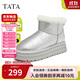 他她（TATA）亮面厚底雪地靴女靴冬季W(wǎng)DX37DD4 銀色 38