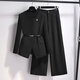 高級感小香風(fēng)套裝女春季2026新款西裝馬甲闊腿褲春裝穿搭一整套 黑色【三件套】 2XL 【推薦126-140斤】