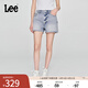 Lee25新品舒適版毛邊設計天絲淺藍色水洗女牛仔短褲潮流A08078 淺藍色 27