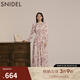 SNIDEL秋冬甜美碎花系帶收腰百褶雪紡連衣裙SWFO245033 粉米色 M （1）