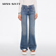 MISS SIXTY2025春季含桑蠶絲牛仔褲女復古小v腰顯瘦微喇褲 中藍短版 26