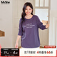 MsShe【針織棉】大碼女裝2025秋季胖mm刺繡字母顯瘦正肩長(cháng)袖T恤 【A款】果醬紫色現貨 3XL
