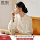 香影新中式國風(fēng)白色襯衫女2025秋冬新款長(cháng)袖木耳邊立領(lǐng)蕾絲邊上衣 鷺白 S 155/80A/85-95斤