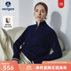 Navigare意大利小帆船寬松羊毛衫女士秋冬休閑半開(kāi)領(lǐng)毛衣100%羊毛針織衫女 海軍藍(lán) L