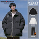 威登羊棉服外套男士2025冬季寬松加厚立領(lǐng)棉衣套裝潮流大碼胖子夾克 黑色棉服+白色圓領(lǐng)衛衣+黑色加絨褲 XL