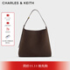 CHARLES&KEITH25秋新品大容量絨面單肩子母托特包CK2-40270966-2 Espresso Brown咖啡棕 L