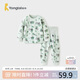 童泰（TONGTAI）嬰兒套裝春秋季純棉寶寶衣服兒童家居服內衣上衣高腰褲子綠色80cm