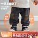 papa爬爬秋季新款男女寶寶褲子?jì)雰捍笃ㄆㄑ潛u粒絨運(yùn)動(dòng)褲外出保暖 深灰 90 cm