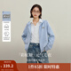 茵曼2025秋冬女裝新款彩點(diǎn)撞色連帽針織開衫休閑通勤寬松毛衣外套 淺藍(lán)色 S