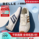 百麗（Belle）拼接透氣德訓鞋男2025秋季新款商場(chǎng)同款復古休閑阿甘鞋8TM01CM5 白/灰/藍 43 (265mm)