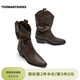 TOOMANYSHOES  【吳昕同款】 秋日記憶騎士靴高跟短靴尖頭短靴美拉德堆堆靴 咖色（尖頭款） 36