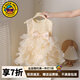 G.DUCKKIDS公主裙女童連衣裙夏季兒童周歲生日禮服洋氣高級女寶寶蓬蓬蛋糕裙 香檳色akmoacm 90 尺碼1~2歲【 80-90cm】cm