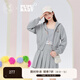 紫涵（ZIHAN）【奶噗噗IP聯(lián)名】紫涵短款吊帶連帽外套百褶裙套裝女秋季 灰色 S