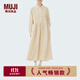 無(wú)印良品（MUJI）IDEE 女式 平織 長(cháng)袖連衣裙 女裝裙子早秋 GAD58C4S 淺米色 均 碼 （165/88A）
