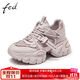 FED老爹鞋春季新款女鞋增高松糕鞋透氣厚底休閑運動(dòng)鞋R0411-ZC280 粉色-網(wǎng)面_280 37
