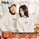 FILA 斐樂(lè )女裝衛衣男女同款套頭衛衣秋冬情侶款休閑加絨保暖長(cháng)袖上衣 奶鹽白-IV XL 180/100A/XL