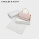 CHARLES&KEITH質(zhì)感拎手提鏈條斜挎單肩小方包包女包新年生日禮物CK6-10840559-A Light Pink淺粉色 XS