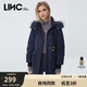 金羽杰冬季新潮羽絨派克服女中長(cháng)款大毛領(lǐng)連帽拼接羽絨服女士Y21806161