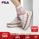 FILA 斐樂(lè )官方女鞋CARROT摩登板鞋2024秋季新款蘿卜鞋休閑增高厚底鞋 白中白/烤椰絲棕-BT 37.5