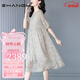 Ehangy輕奢品牌真絲連衣裙女2025年夏季新款重工刺繡高級感桑蠶絲裙子 銀灰色 S [適合<105]斤