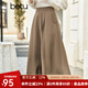 百圖betu女裝秋季新款半身裙高腰中長(cháng)赫本A型褶擺半身裙女2308T62 卡其色 M