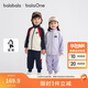 巴拉巴拉balaone兒童套裝男童女童寶寶長(cháng)袖2025新款秋學(xué)院風(fēng)舒適 藍白色調00381 120