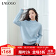 LAGOGO【抗起球】拉谷谷彩點(diǎn)紗線(xiàn)毛衣女2024冬新款寬松針織上衣 淺藍色 L