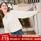 百圖betu女裝秋冬新款毛衣麻花復古扭繩圓領(lǐng)鏤空毛衣女2310T21 米白 XS