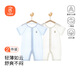 貝瑞加（Babyprints）嬰兒連體衣2件夏季短袖嬰兒衣服新生兒純棉哈衣輕薄爬服 白藍(lán)66