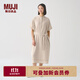 無(wú)印良品 MUJI IDEE 女式 強捻短袖襯衫連衣裙女裝裙子夏季連身裙GAD12C4S 米白色 L (165/88A)