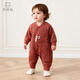 乖奇熊男女寶寶夾絲棉保暖連體衣秋冬季嬰幼兒居家哈衣爬服紅色周歲年服