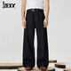 IZEXX美式寬松直筒牛仔褲男春季原色闊腿復古休閑長(cháng)褲子ZS33黑色XL