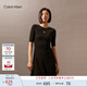Calvin KleinJeans春夏女士經(jīng)典繡標(biāo)ck萊賽爾混紡休閑中袖針織連衣裙J223519 BEH-太空黑 M